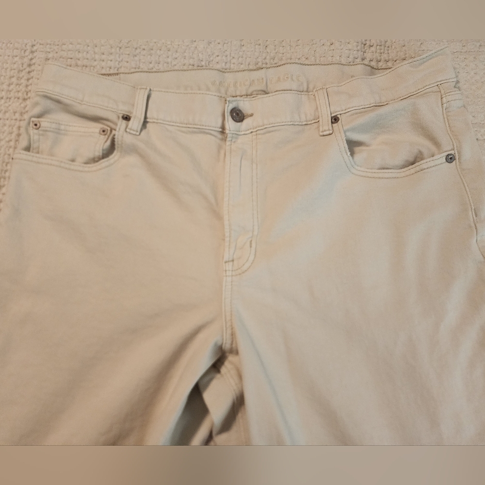 American Eagle Women’s Cream Straight-Leg Jeans Sz 18 Minimalist Cottagecore